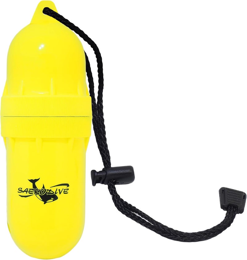Saekodive Cylinder Dry Box with Lanyard - Waterproof Container, Watertight Key Pouch Holder - For Snorkeling, Boat, Kayak and Water Activities (Yellow, Large) - Image 1